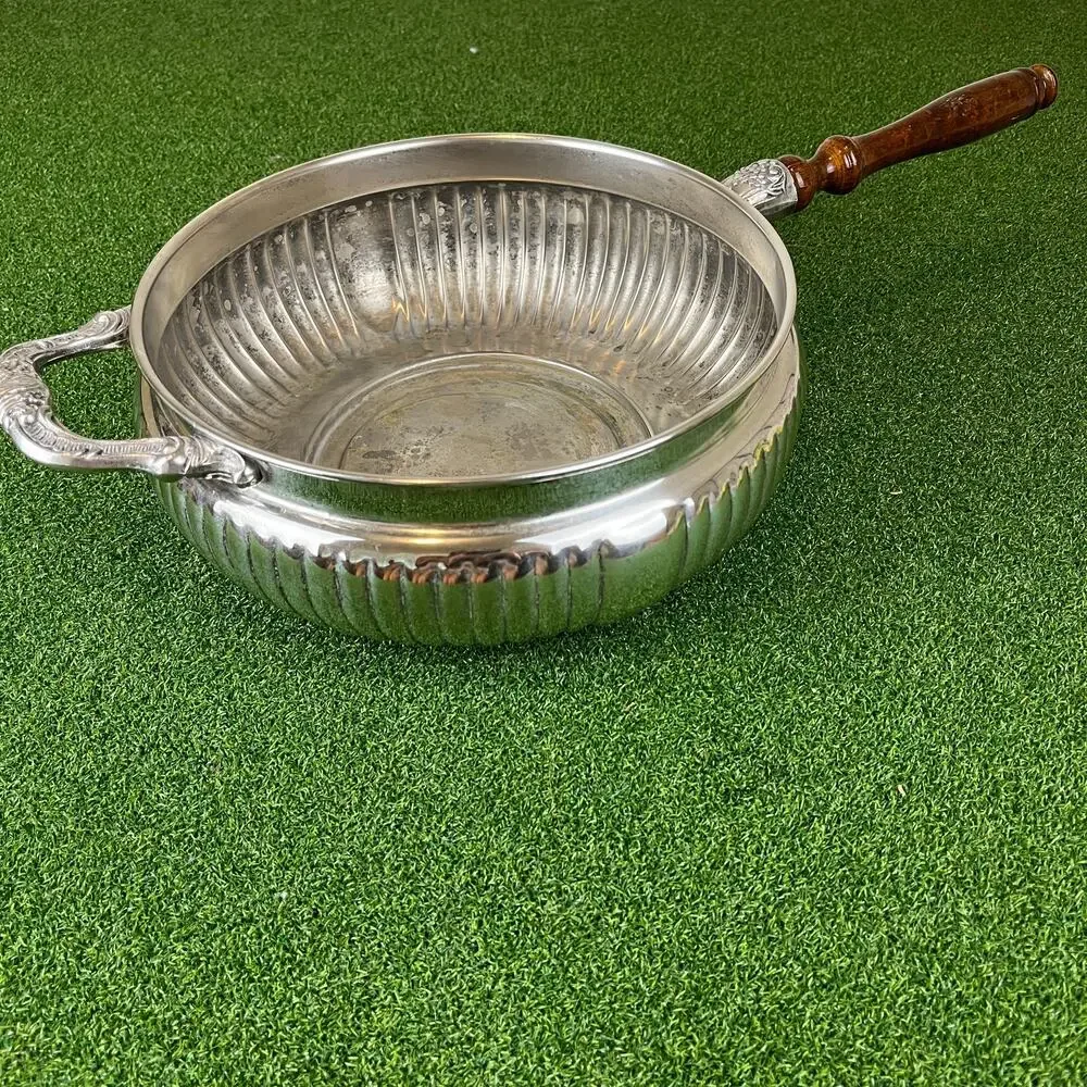 Vintage Sheridan Taunton Silverplate Chafing Serving Dish Wood Handle 22